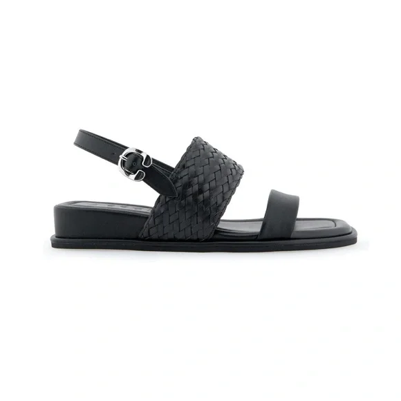 Aerosoles Broome Black Flat Slingback Short Wedge Sandals Size 7 NWT - Picture 3 of 10